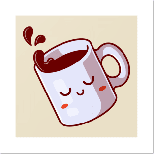 Cute Sleepy Mug With Coffee Cartoon Posters and Art